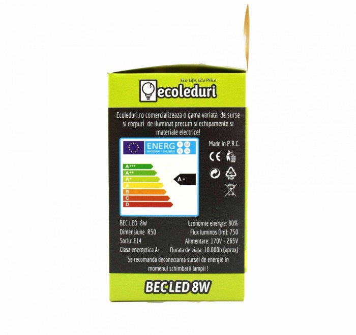 Bec R50 E14 8W Ecoled 3400K - Imagine produs en-gros [3]