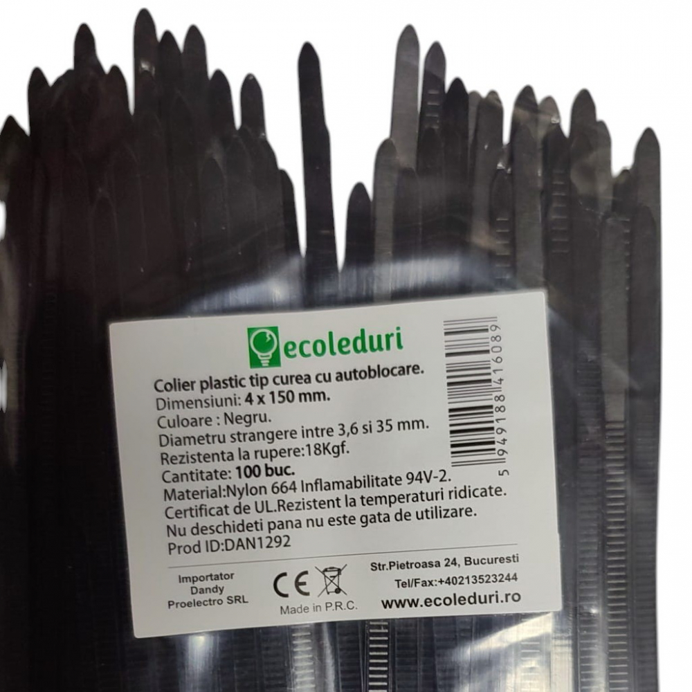 Cose , colier plastic 4x150 mm Negre 100 buc/set - Imagine produs en-gros [2]