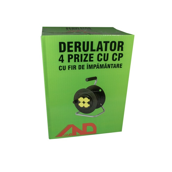 Derulator prelungitor electric 30 M pe tambur 3x1.5mm , 4 prize cu capac , protectie si impamantare - Imagine produs en-gros [2]