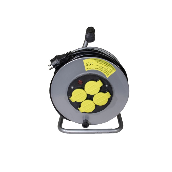 Derulator prelungitor electric 30 M pe tambur metalic 3x2.5mm , 4 prize cu protectie si impamantare - Imagine produs en-gros [3]