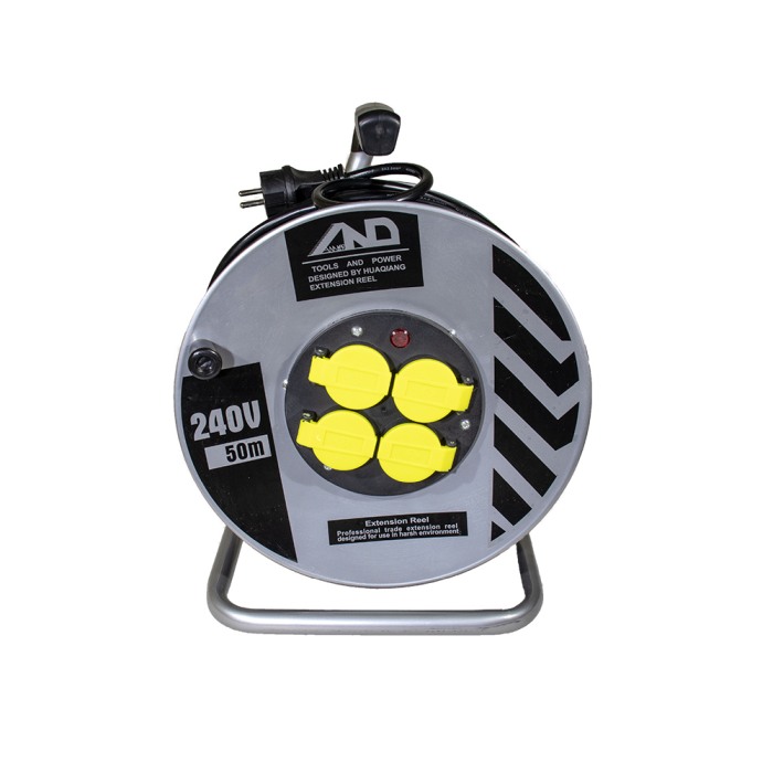 Derulator prelungitor electric 50 M pe tambur metalic 3x2.5mm , 4 prize cu protectie si impamantare - Imagine produs en-gros [3]