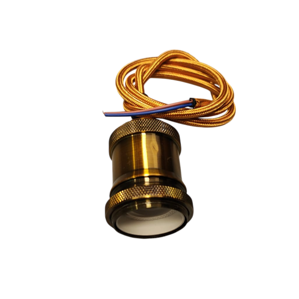 Dulie E27 cromată cu fir textil 85 cm și suport plafon Ø10 cm, cu accesorii de montaj [2]