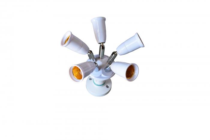 Dulie cu 5 brate reglabile E27-E27+dulie aplicata dreapta alba E27 [3]