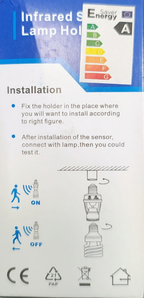 Dulie E27-E27 adaptor cu senzor de lumina si miscare 360° - Imagine produs en-gros [5]