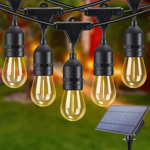 Ghirlanda solara LED 20m 20 becuri S14 filament lumina calda exterior [4]