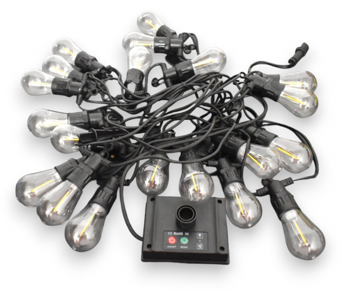 Ghirlanda solara 10m cu 20 becuri S14 filament lumina calda pentru exterior [5]