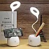 Lampa birou SST-813/ Veioza Led cu acumulator si suport telefon si pixuri alba - Imagine produs en-gros [3]