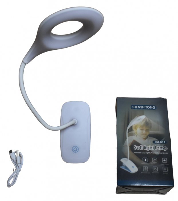Lampa de birou,veioza flexibilă cu clemă și încărcare USB SST-811 alba [3]
