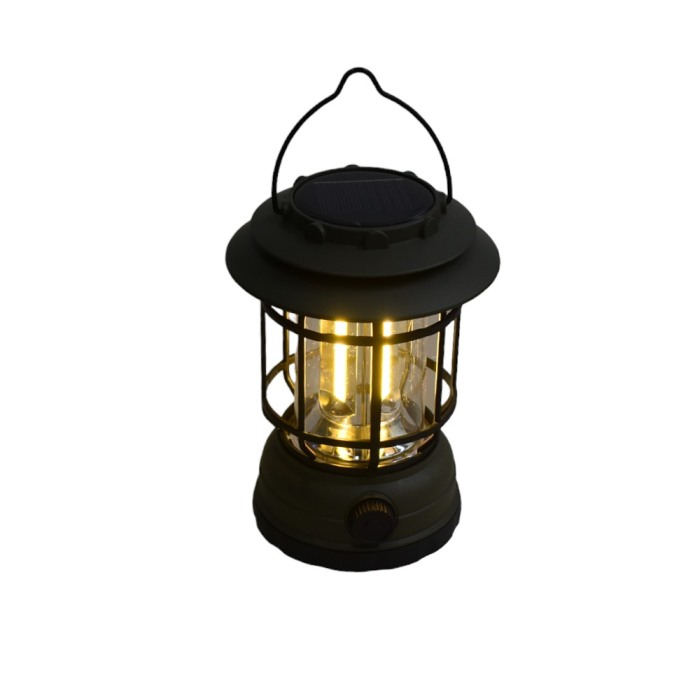 Lampă de camping solara S-27 cu LED  reîncărcabilă prin USB  portabilă retro cablu USB inclus - Imagine produs en-gros [1]