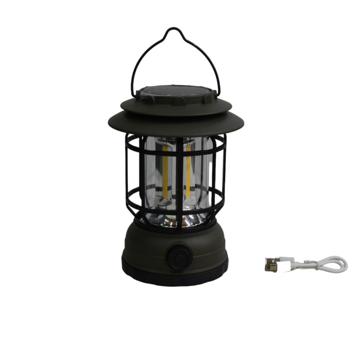 Lampă de camping solara S-27 cu LED  reîncărcabilă prin USB  portabilă retro cablu USB inclus - Imagine produs en-gros [4]