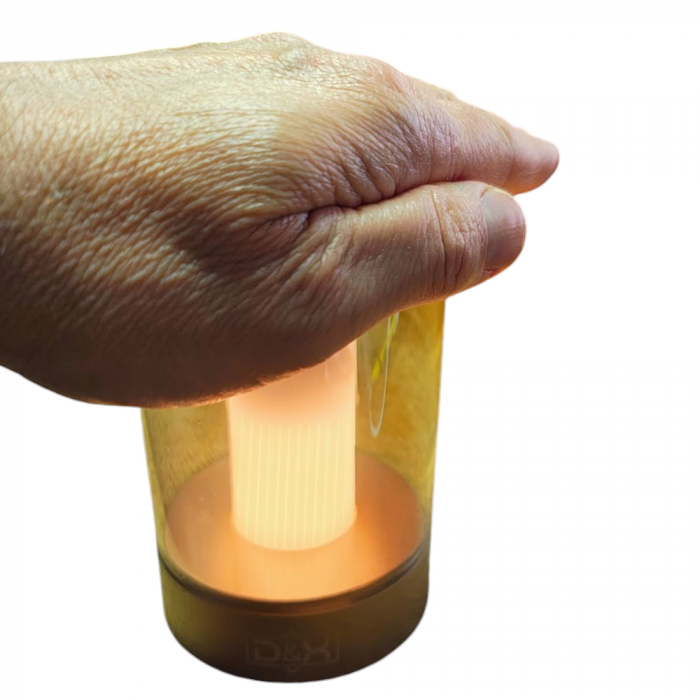 Lampa de sticlă cu  flacără proiectata cu led, reglabilă, cu senzor de mișcare, control, lumină de noapte fără fir, reincarcabilă pentru dormitor, restaurant, cafenea, lanternă de masă cu lumină caldă [2]