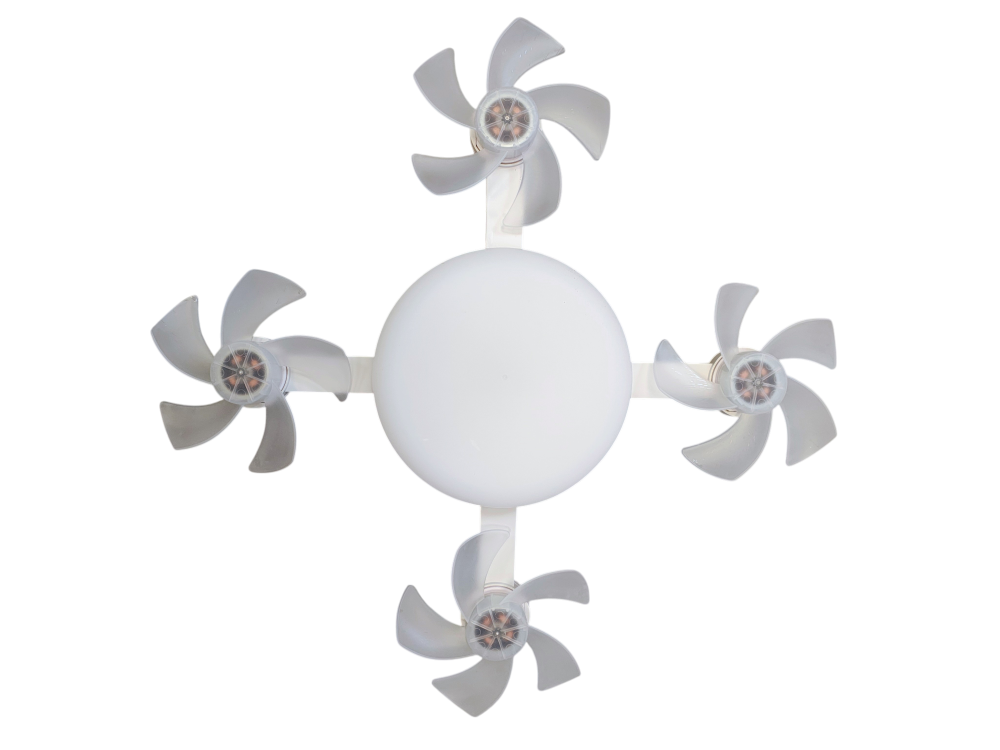 Lampă LED cu 4 ventilatoare E27 60W 6500K cu telecomandă [6]