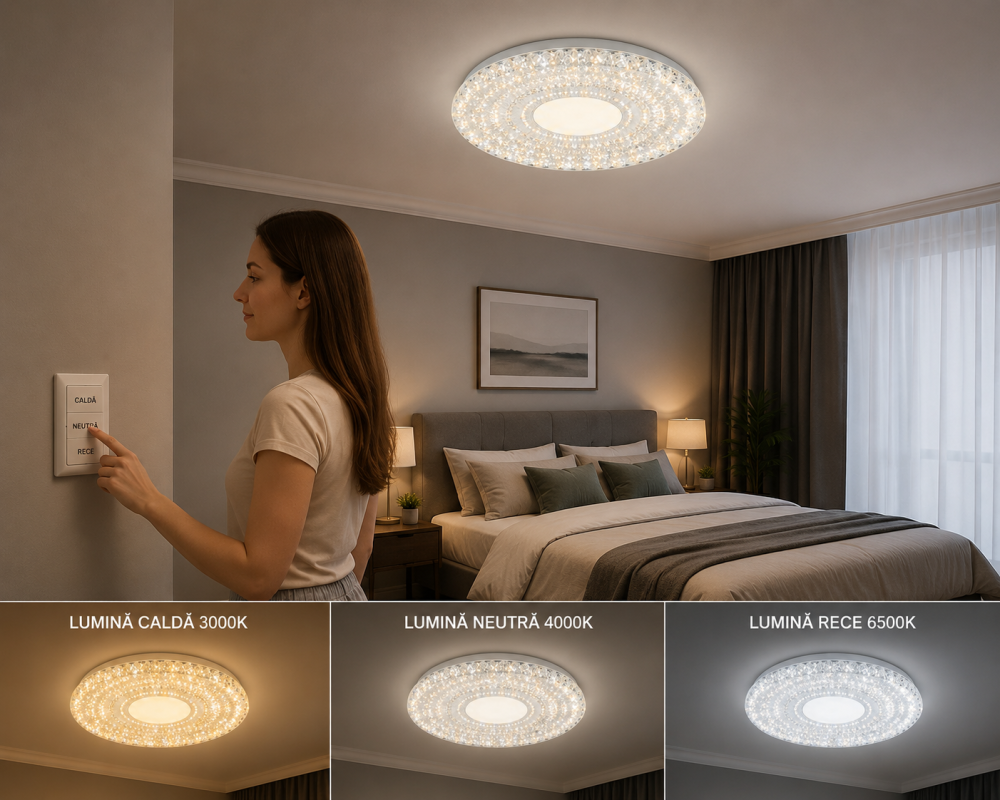 Lampă LED 48W cu două variante de montaj dulie E27 sau conectare directă la tavan [2]
