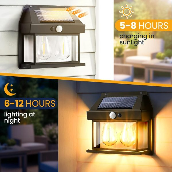 Lampă solara de perete cu senzor de lumina si miscare,YT-666 2W Design tip felinar cu 2 becuri - Imagine produs en-gros [7]