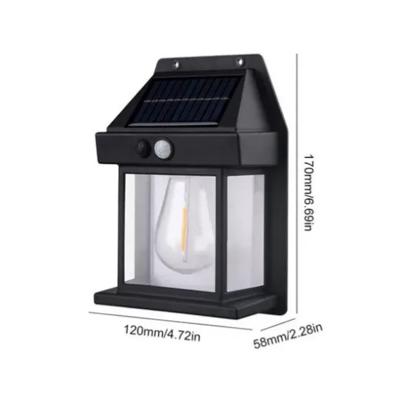Lampă solara de perete cu senzor de lumina si miscare,YT-888 1W Design tip felinar cu bec - Imagine produs en-gros [7]
