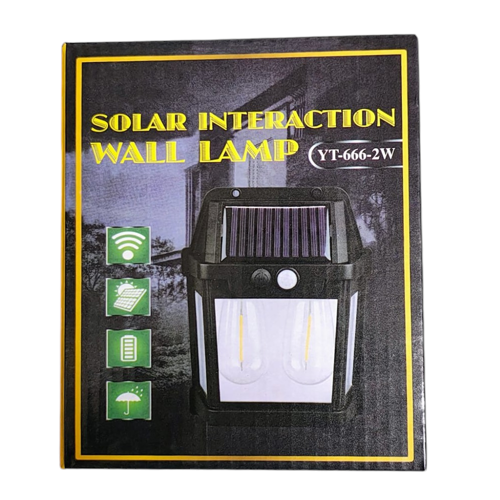 Lampă solara de perete cu senzor de lumina si miscare,YT-666 2W Design tip felinar cu 2 becuri - Imagine produs en-gros [3]