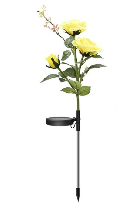 Lampi solare decorative de gradina tip floare de trandafir galben set de 4 buc - Imagine produs en-gros [4]