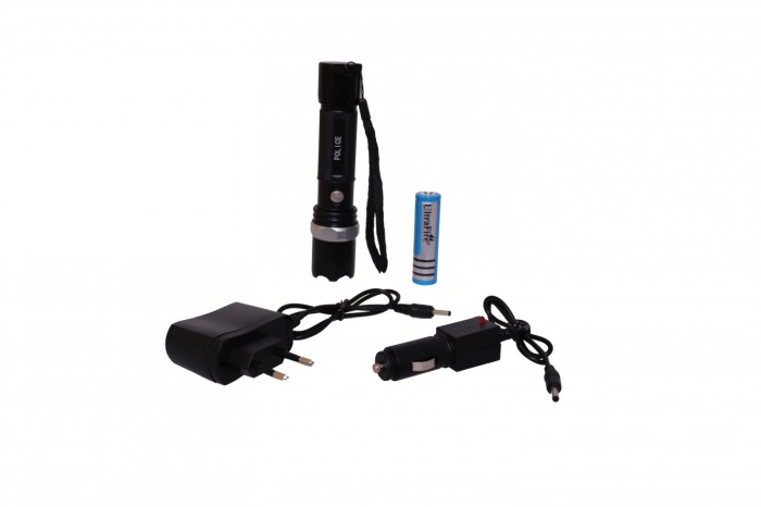 Lanterna LED swat 3W police, metalica, reincarcabila cu Acumulator - Imagine produs en-gros [2]