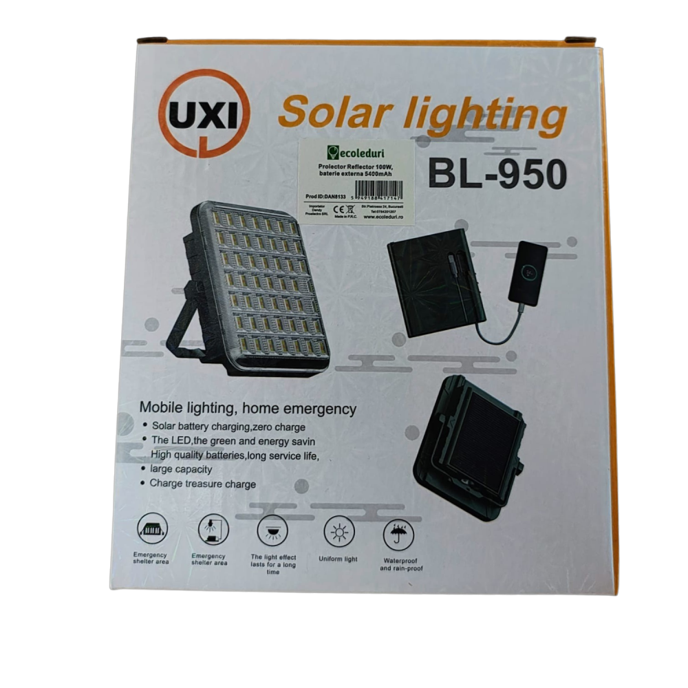 Proiector LED Solar BL-950 100W cu Baterie Externă 5400mAh și Power Bank [13]