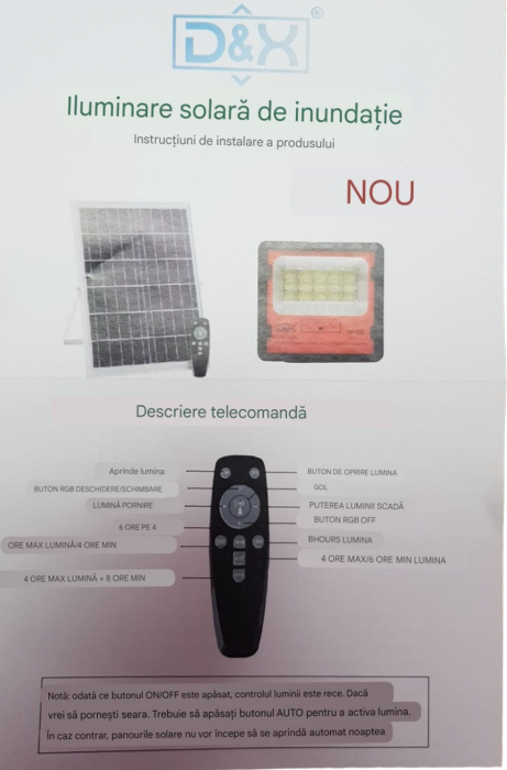 Proiector solar 300W cu panou solar separat senzor crepuscular si functii multiple DX-88300 [6]