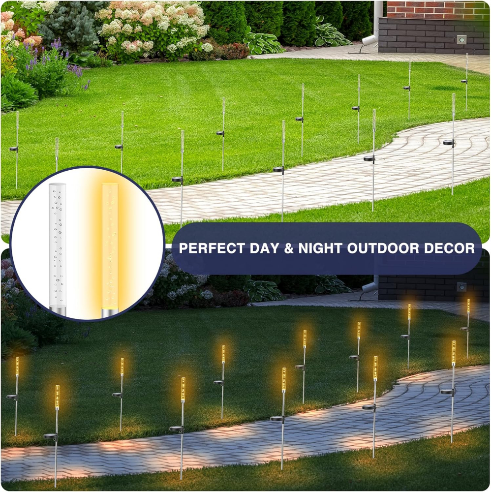 Set 2 Lampi Solare LED Tub cu Bule, Lumina Calda, Inaltime 73cm - Imagine produs en-gros [10]