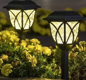 Set 6 x Lampi solare pentru gradina tip felinar, negru cu lumina calda [5]