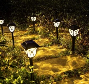 Set 6 x Lampi solare pentru gradina tip felinar, negru cu lumina calda [7]