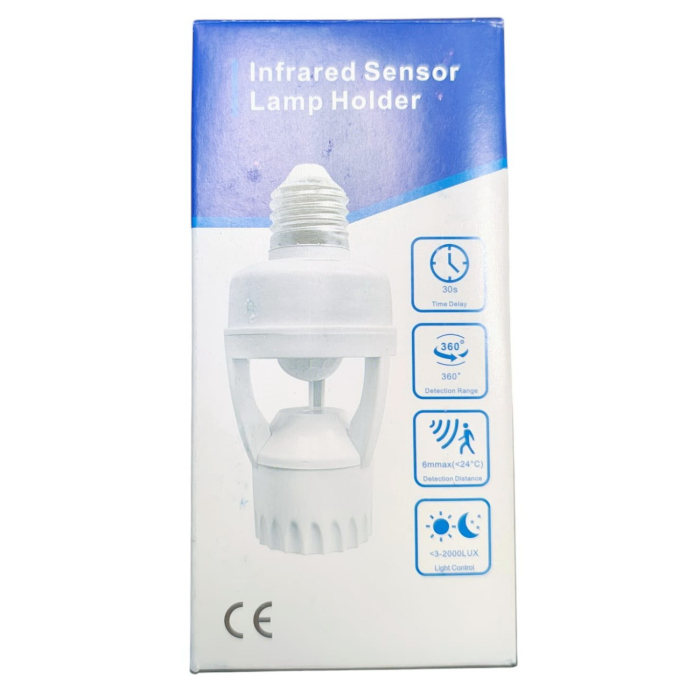Soclu E27 cu senzor de mișcare și lumină crepusculară – 360°, unghi de detecție [7]
