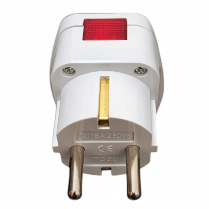 Stecher adaptor universal cu LED rosu si contacte cupru [2]