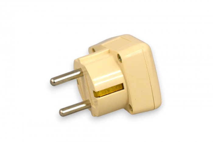 Stecher cu intrerupator si impamantare 16A schuko crem plastic [3]