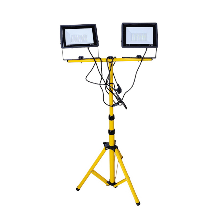 Trepied telescopic cu 2 proiectoare Led de 50W fiecare ,IP66,conectate, plus cablu alimentare de 290 cm [3]