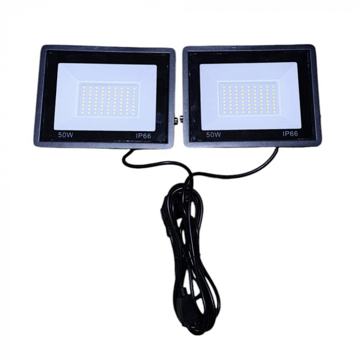 Trepied telescopic cu 2 proiectoare Led de 50W fiecare ,IP66,conectate, plus cablu alimentare de 290 cm [7]