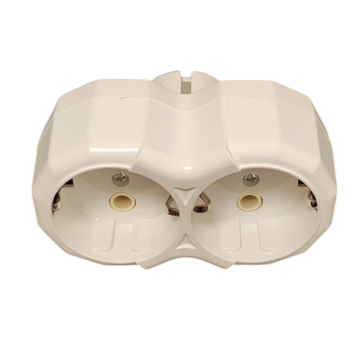 Triplu adaptor stecher cu ceramica si impamantare 2 posturi - Imagine produs en-gros [2]