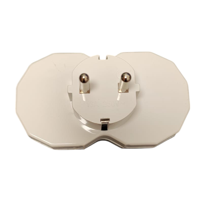 Triplu adaptor stecher cu ceramica si impamantare 2 posturi - Imagine produs en-gros [3]