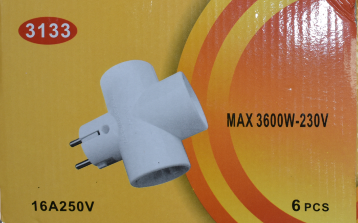 Triplu ștecher GOLIAT ,16 A,250 V , inele ceramice , alb - Imagine produs en-gros [2]