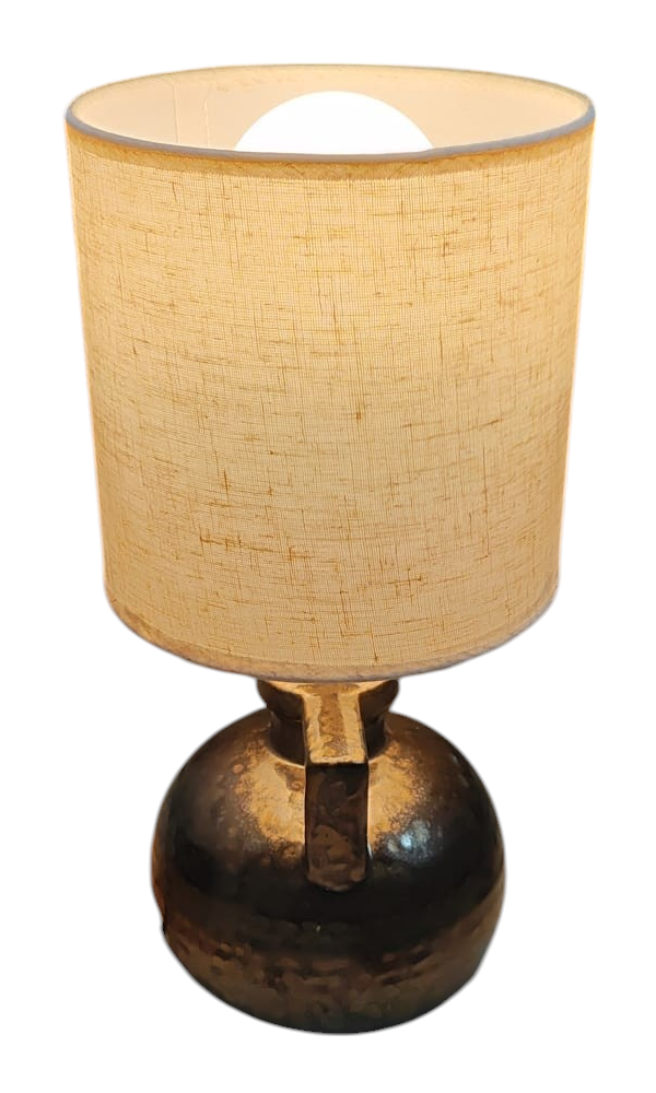 Veioza Amfora ceramica bronz metalic JL24-200 abajur textil crem,1xE27, H31cm, D15cm - Imagine produs en-gros [2]