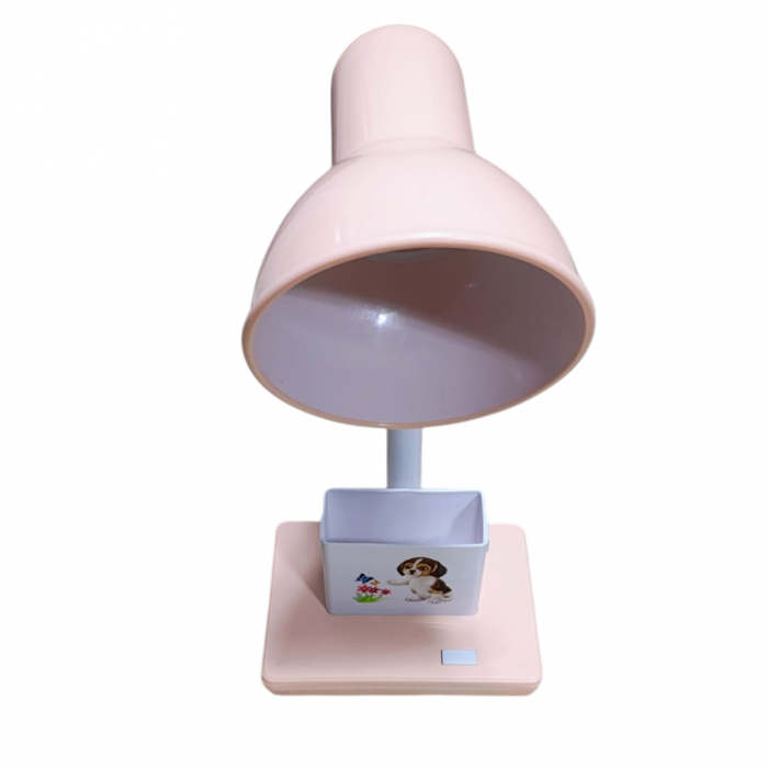 Veioza cu suport telefon si pixuri cu brat reglabil ,soclu E27 ,alimentat la 220V-roz-pal [7]