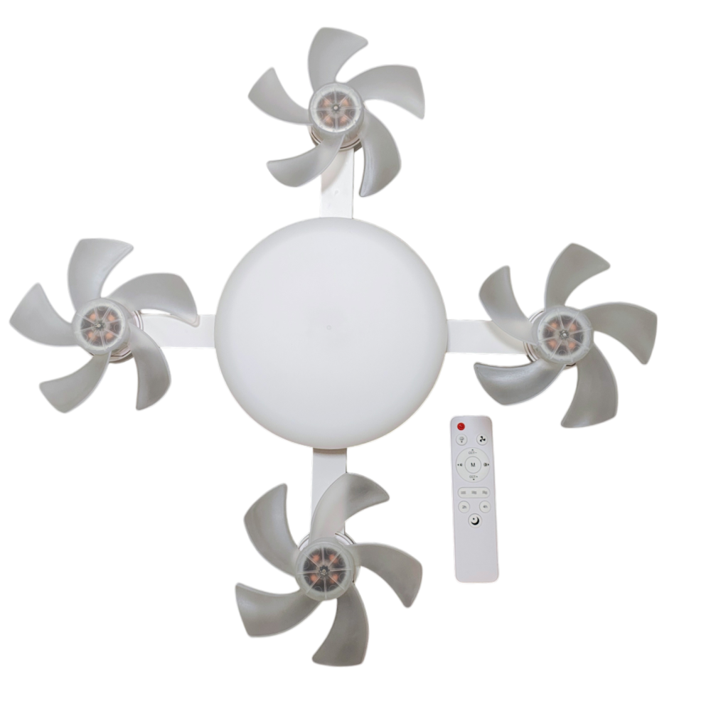 Lampă LED cu 4 ventilatoare E27 60W 6500K cu telecomandă [4]