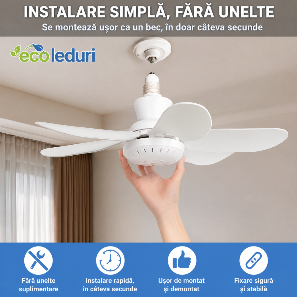 Ventilator de tavan inteligent cu lumină LED și telecomandă [4]