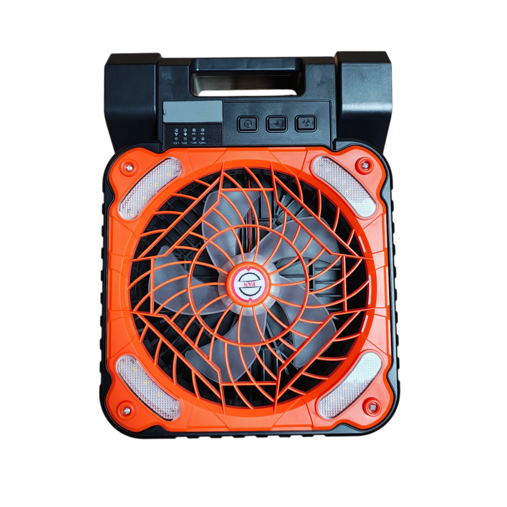 Ventilator portabil solar PV-WJ016 cu panou solar, lampă LED, ghirlandă LED 10 m, USB Type-C, Power Bank, 3 viteze și timer 2/4 ore [3]