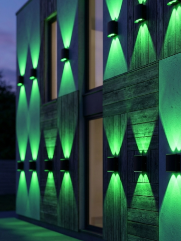 Aplice de perete interior, exterior - Aplica LED 2x3W Exterior Negru AL-042 6500K