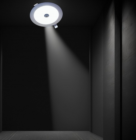 Aplică LED Slim Încastrată în Tavan, cu Senzor de Mișcare și Crepuscular, Ramă Metalică Albă, Ø168mm [5]