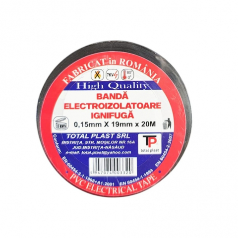 Trasee cabluri electrice - BANDA IZOLATOARE 20M TOTAL PLAST NEAGRA - Imagine produs en-gros