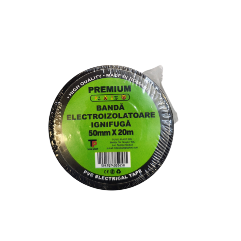 Adezivi si benzi adezive - Bandă Electroizolatoare Ignifugă PVC 50 mm x 20 m Neagră Premium Fabricată în România