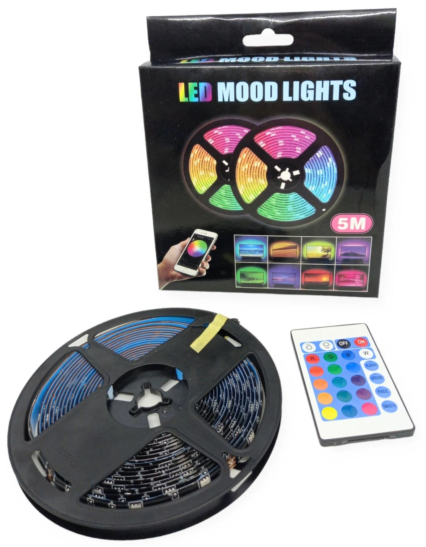 Bandă LED RGB 5050 cu Muzică și Telecomandă – 5m , USB,Negru