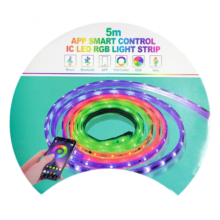 Banda led smart control  5m RGB WFI reactie sonora control vocal si din telecomanda [7]