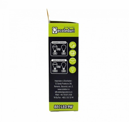Bec E14 9W Lumanare C37 Ecoled 6400K - Imagine produs en-gros [2]