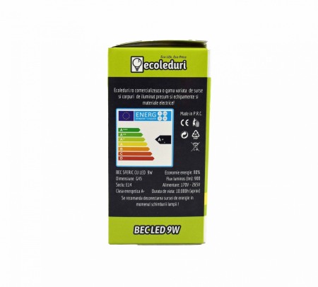 Bec E14 9W Sferic G45 Ecoled 3500K - Imagine produs en-gros [2]
