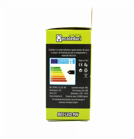 Bec E14 9W Sferic G45 Ecoled 6400K - Imagine produs en-gros [2]