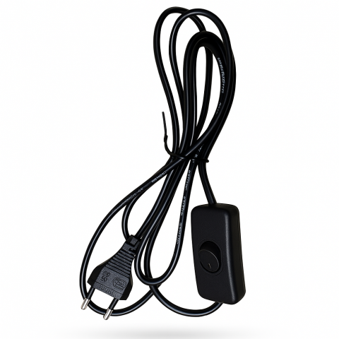 Cabluri Electrice tip Cordon - Cablu Alimentare 220V cu Întrerupător, Stecher Plat, 1.5m, 2 Fire – Ideal pentru Lămpi si Proiecte DIY
